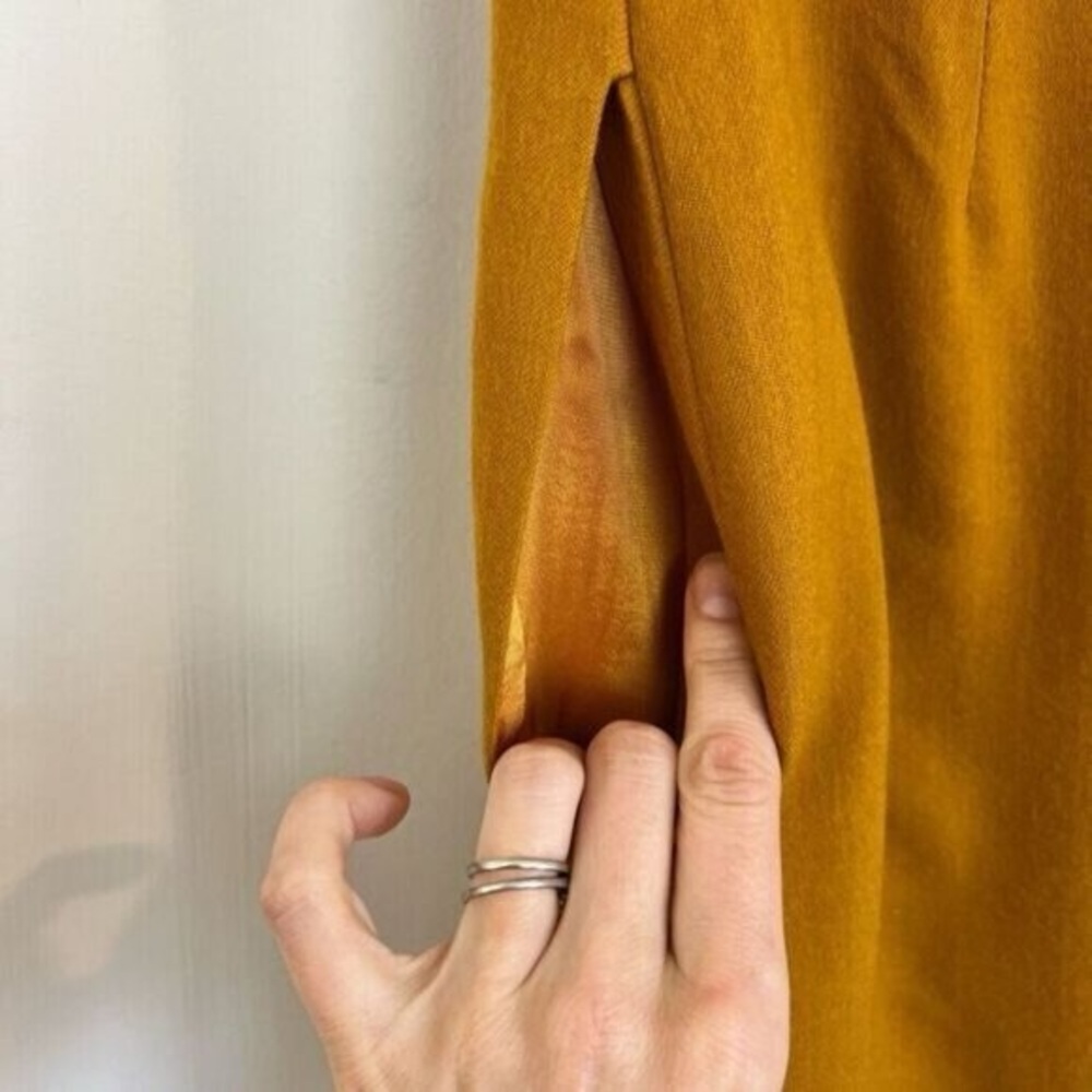 Vintage Denise Petites Womens 10 100% Pure Wool Pleated Slit Skirt Yellow - Picture 6 of 10